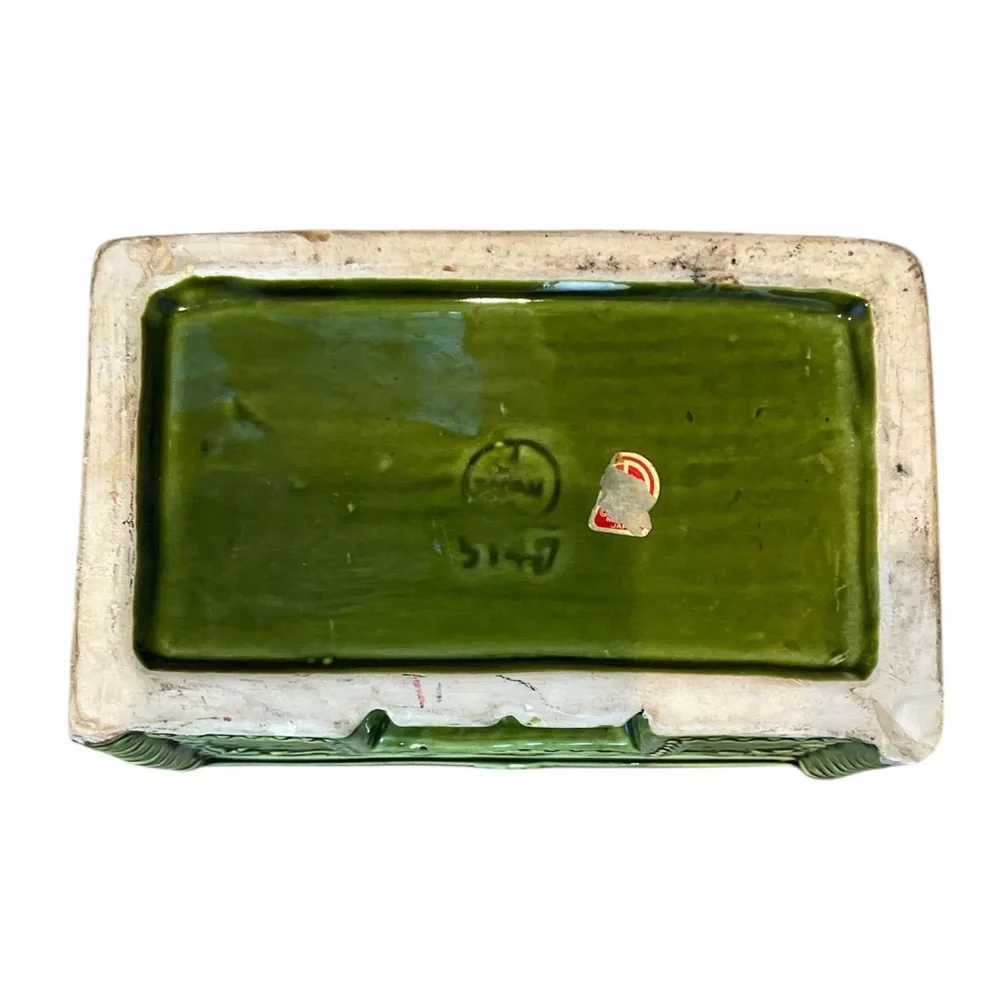 Vintage Green Piano Planter Music Box Ceramic Wood Grain Player Piano - Picture 7 of 11